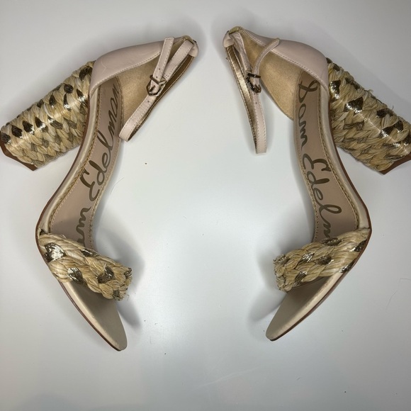 Sam Edelman Yoana Woven Raffia & Leather Sandals Size 10 GUC - Picture 3 of 8